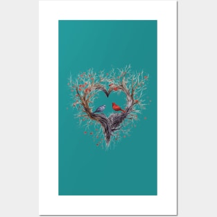 Cool Design tree birds Heart,birds on tree Posters and Art